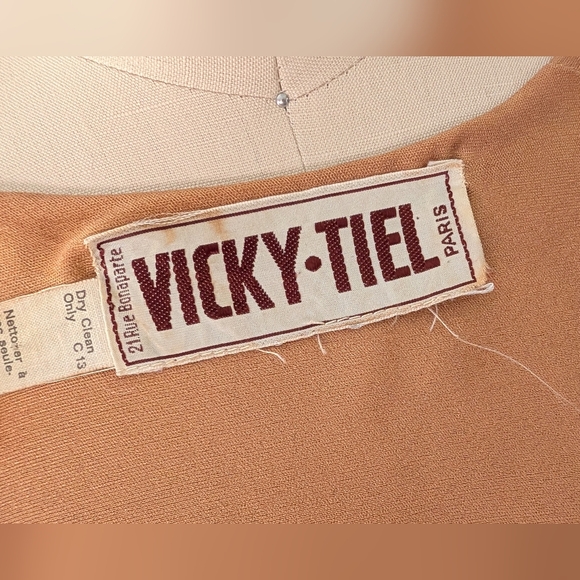 Vicky Tiel - Vintage 80s Camel Dress/Top With Butterfly Sleeves - Size S/M - Picture 8 of 8